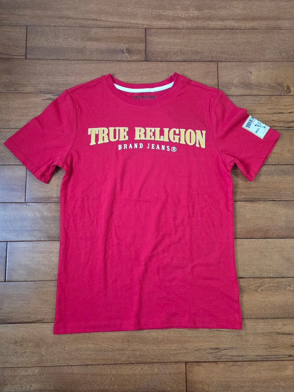True Religion Boys Red Short Sleeve Logo Shirt Size 10-12